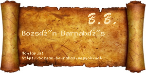 Bozsán Barnabás névjegykártya
